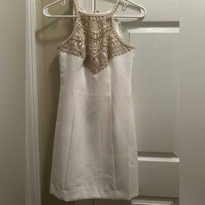 Lilly Pulitzer Elegant White Dress with Gold Detailing